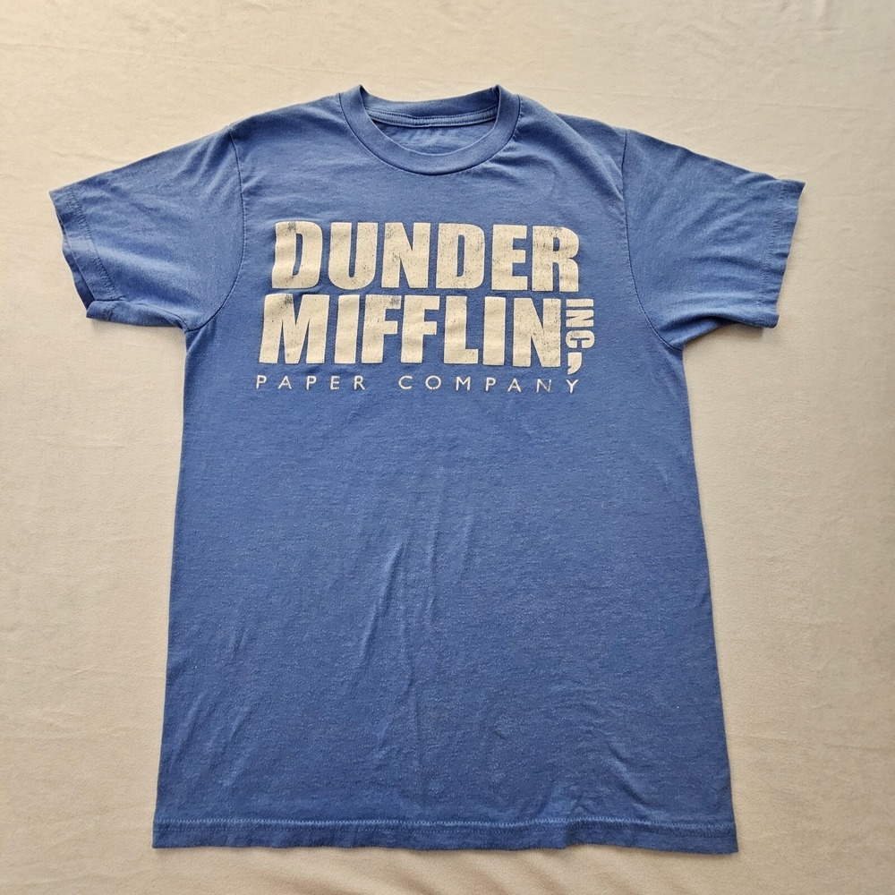 Dundler Mifflin Light Blue Short Sleeve Cotton Blend T-Shirt Men's S